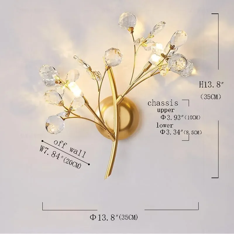 Modern Crystal Wall Sconces 2 Light Flower Moulding Wall Light Fixtures Vintage French Wall Lamp Fixtures for Bedroom Living