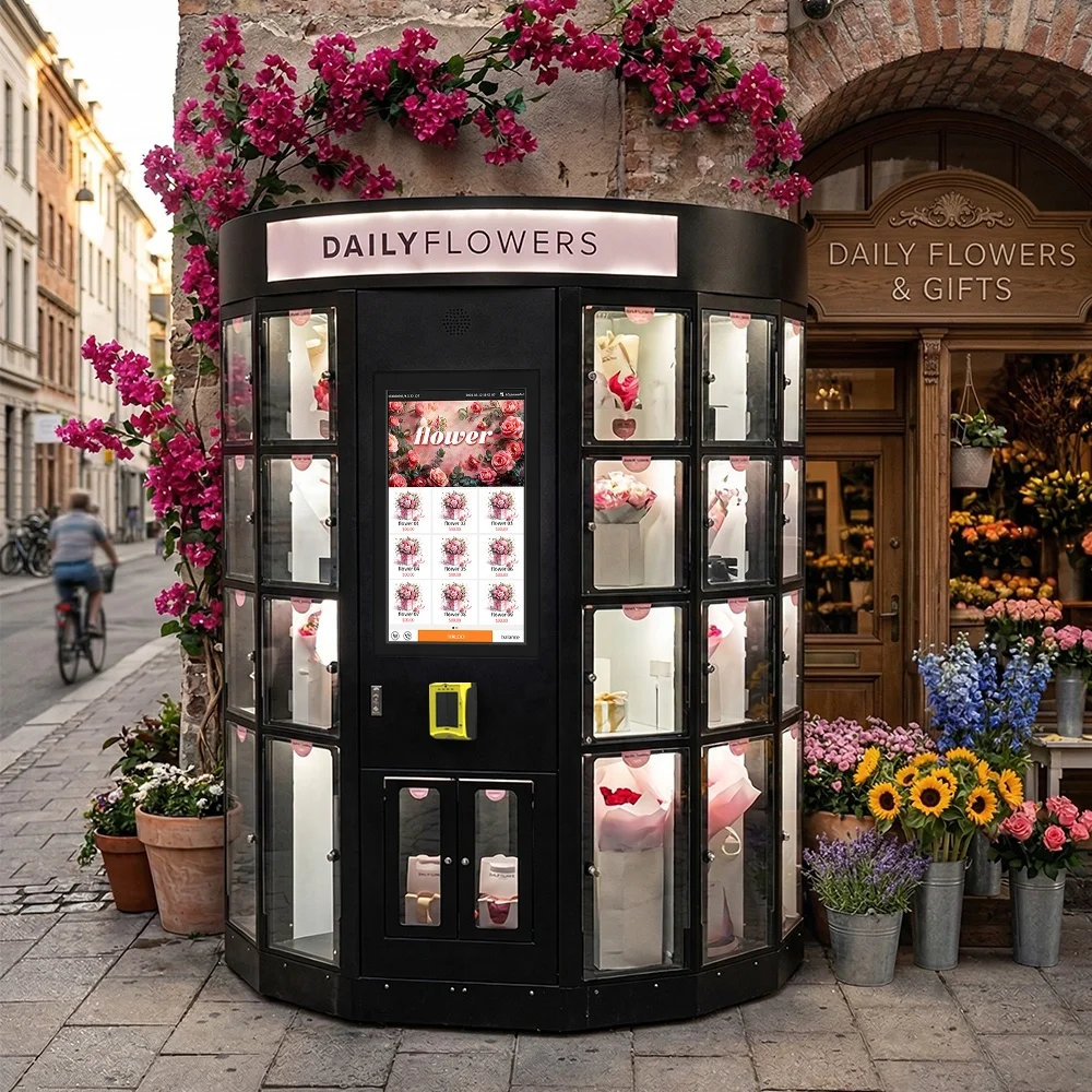 FL Refrigerated Flower Vending Machine Touch Screen 24H Self Service Smart Locker Fresh Rose Bouquet Vending Cabinet for Mall