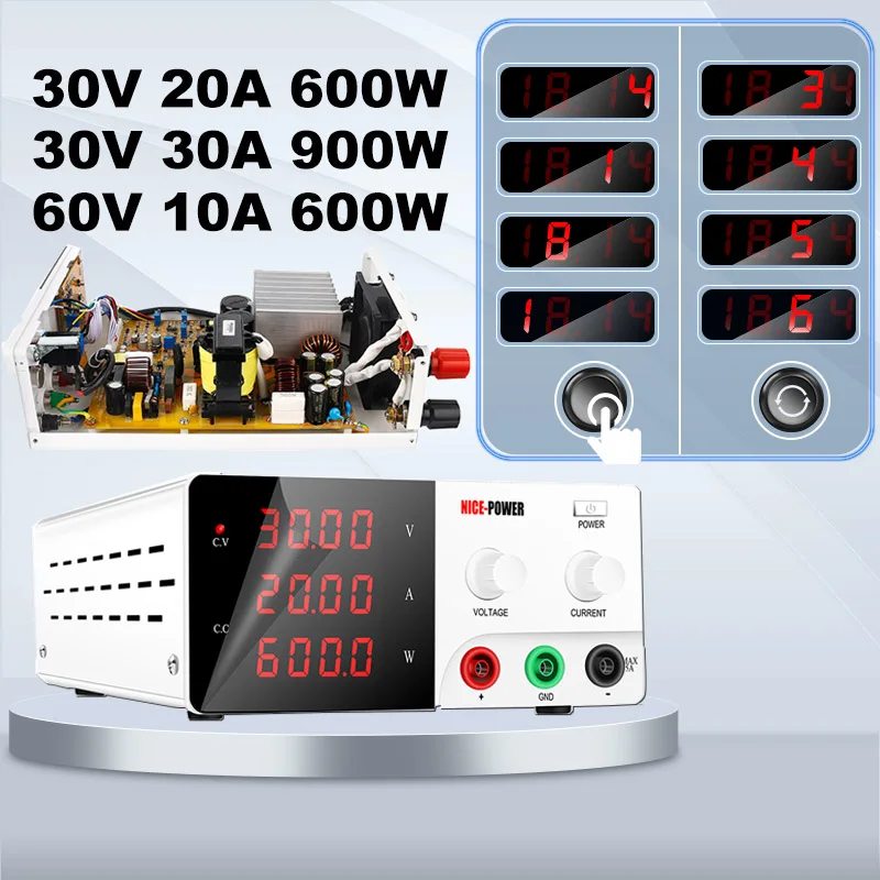 30V 20A 30A 60V 10A Bench Source Laboratory DC Stabilized Power Supply Adjustable Switching Variable Digital Regulated 600W 900W