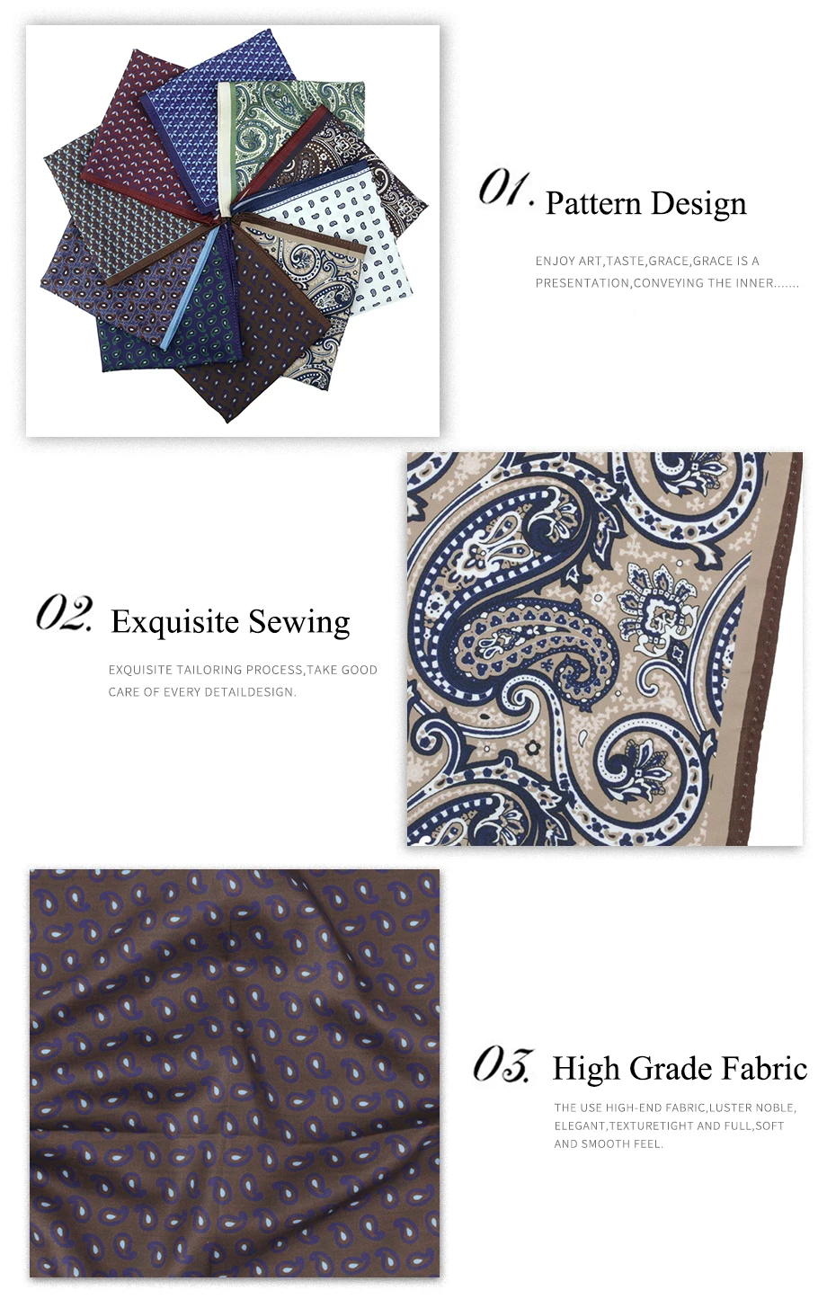 Neue Design Paisley Gedruckt Retro Business Männer Einstecktuch Taschentuch Anzug Zubehör Hanky Brust Schal 11,81 zoll geschenk – Detail 3