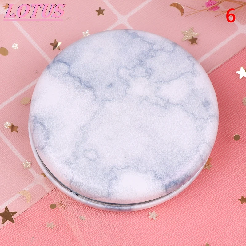 TSHOU835 Marble Pattern Portable Double Sided Mirror Foldable Pocket Makeup Mirror Women Girls Beauty Cosmetic Compact Mirror