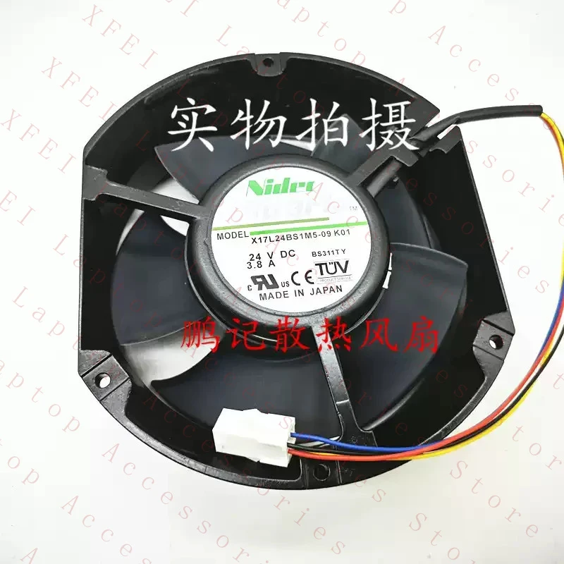 D  FOR Nidec X17L24BS1M5-09 K01 24V DC 3.8A 4-wire high-airflow cooling fan