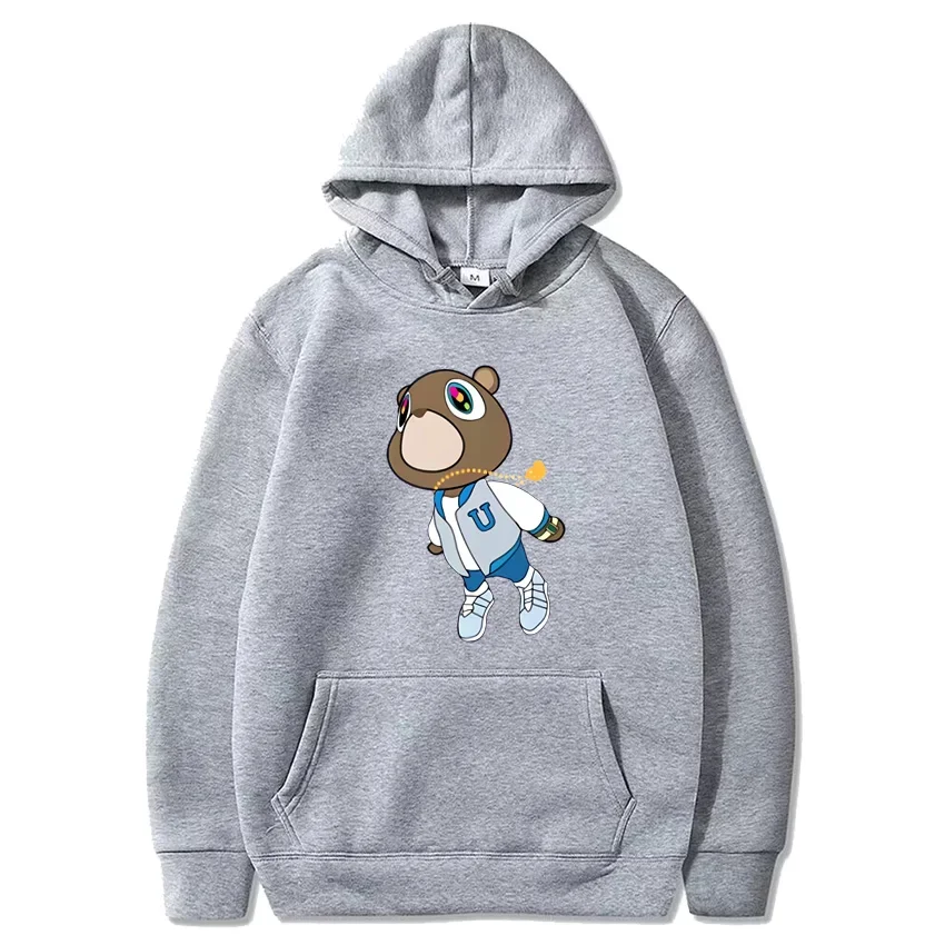 Kanye West mezuniyet ayı vintage Hoodie erkekler kadınlar Hip Hop kazak Streetwear boy Unisex uzun kollu kapüşonlu Sweatshirt