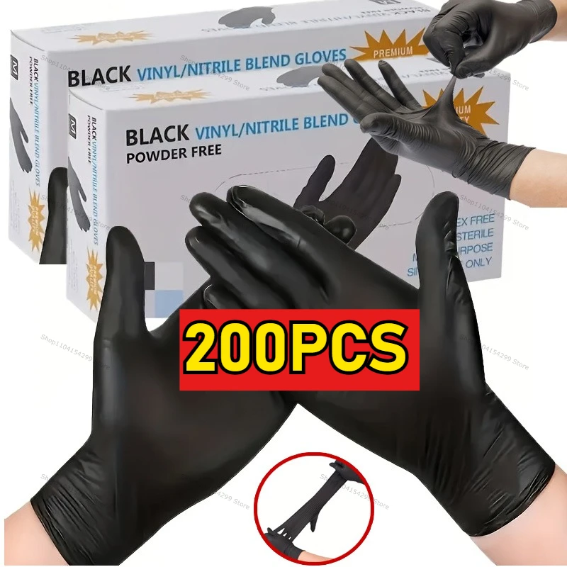 Disposable Latex Gloves Black Waterproof Non-Medical for Kitchen, Cleaning, Dishwashing, Cooking, Automotive, Craft Use