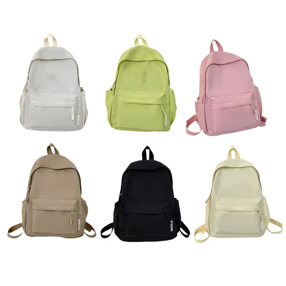 Simple Solid Color Backpack Women School Bags For Teenager Girls Bookbag Lady Travel Backbag Ins Small Fresh Cute Shoulder Bag