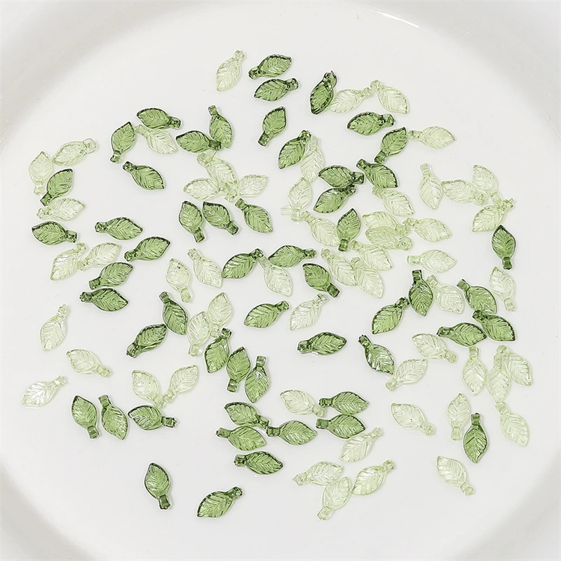 10/50Pcs Green Acrylic Leaf Decorative Beads DIY Jewelry Making Supplies For Necklaces Bracelets Earrings Handmade Crafts image 4