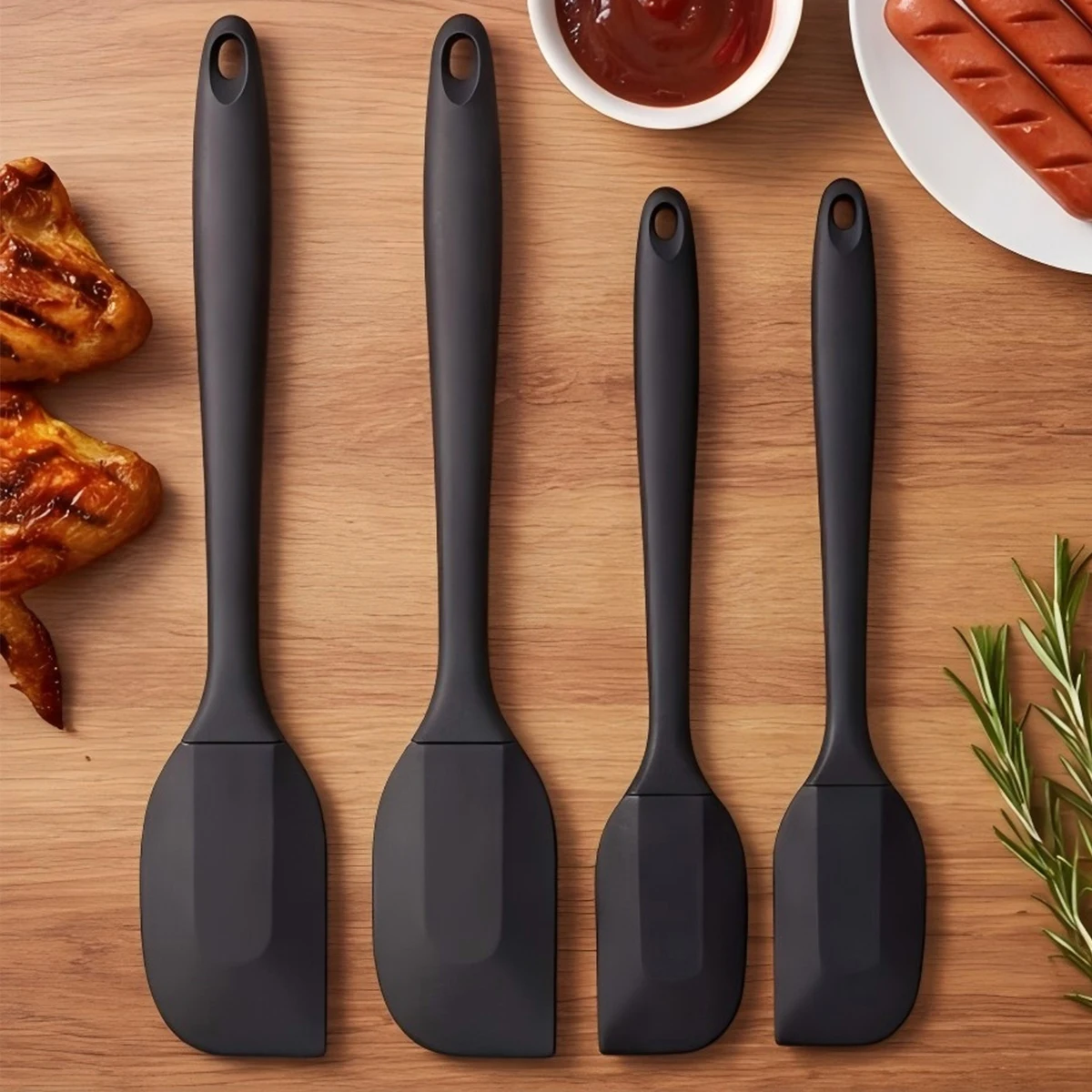 Set di 4 Spatole in Silicone, Spatola per Torte e Creme, Resistente al Calore, Spatola da Cucina, Raschietto per Pasticceria, Utensile per Decorazione