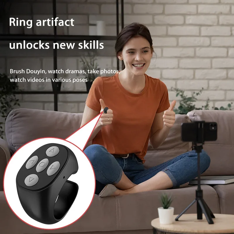 

Ring Remote Control Wireless Bluetooth Selfie Brush Short Video One Click Play Pause Novel Remote Control Ring Phone Controller