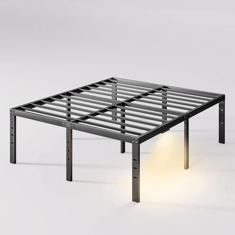 

Bed Frame Queen Size with LED Night Light, Metal Platform Bed Frame Storage Space Under The Bed, No Box Spring Needed