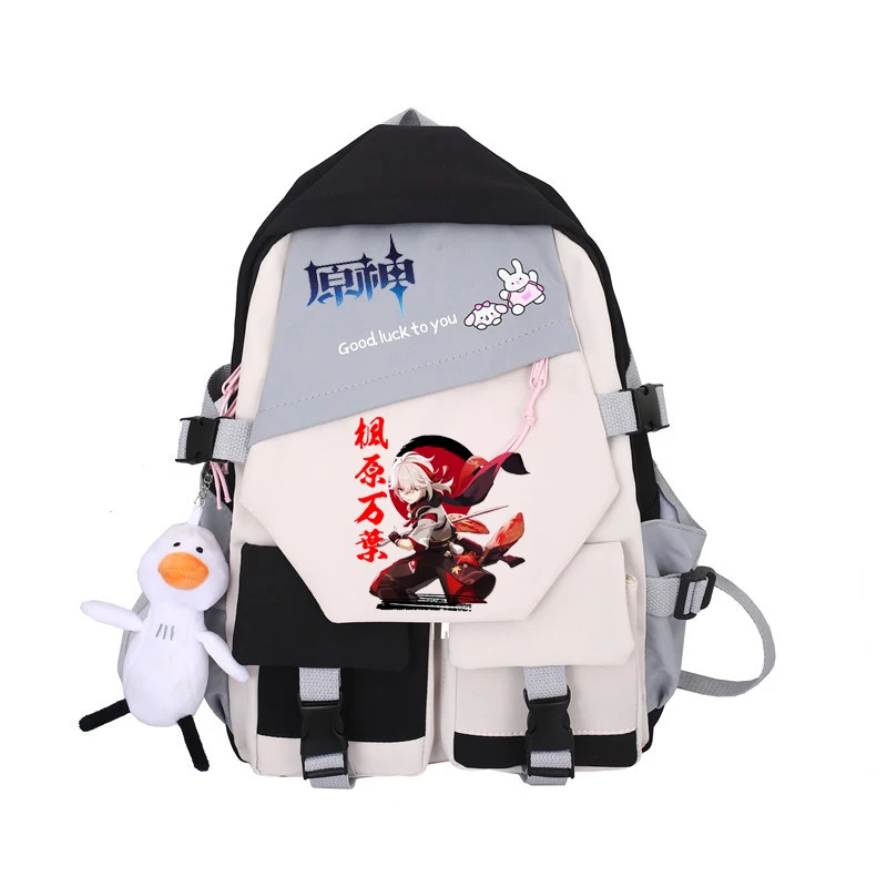 Genshin Impact Koreanische Version des Doppeltaschenrucksacks, japanischer Farbkontrast-Rucksack für Gymnasiasten, süßes großes Fassungsvermögen