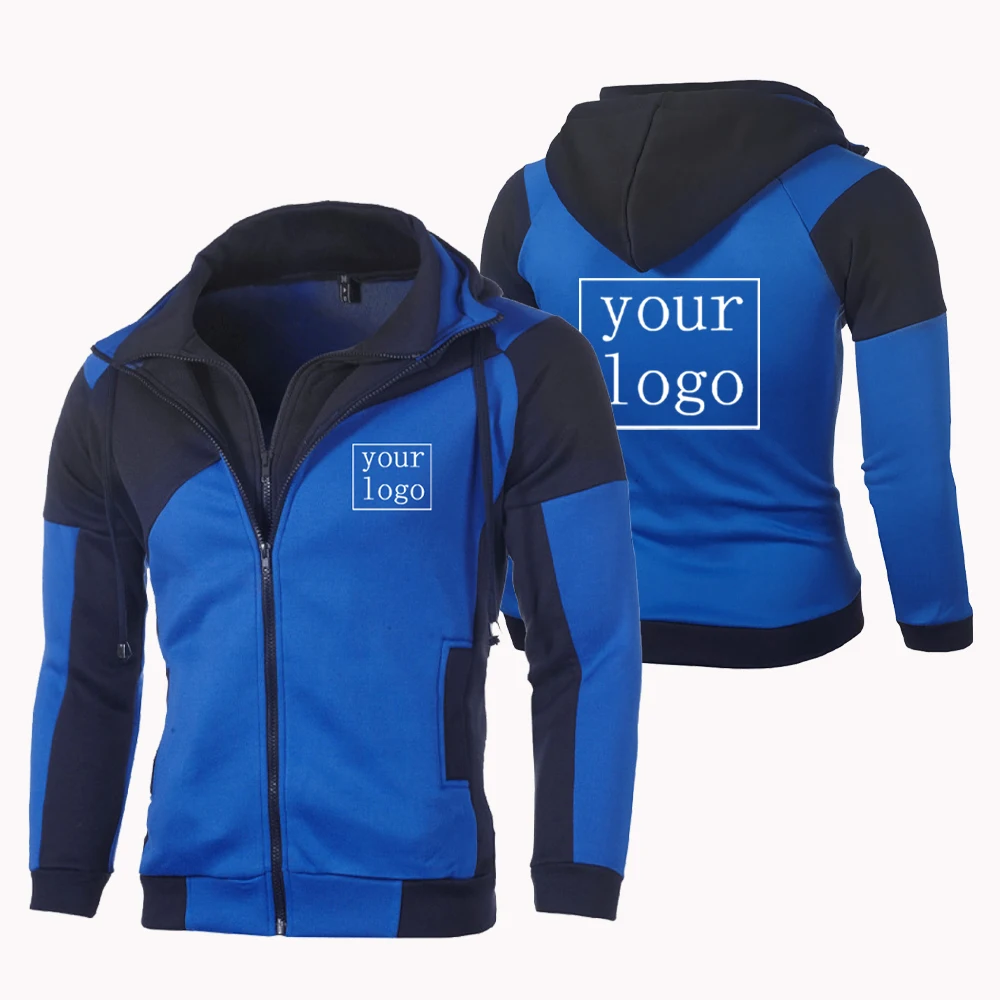 DIY Hoodies Men Print Your Like Photo or Logo Your Own Design Custom Jacket Outdoor Patchwork Zipper Sweatshirt Fleece Coat