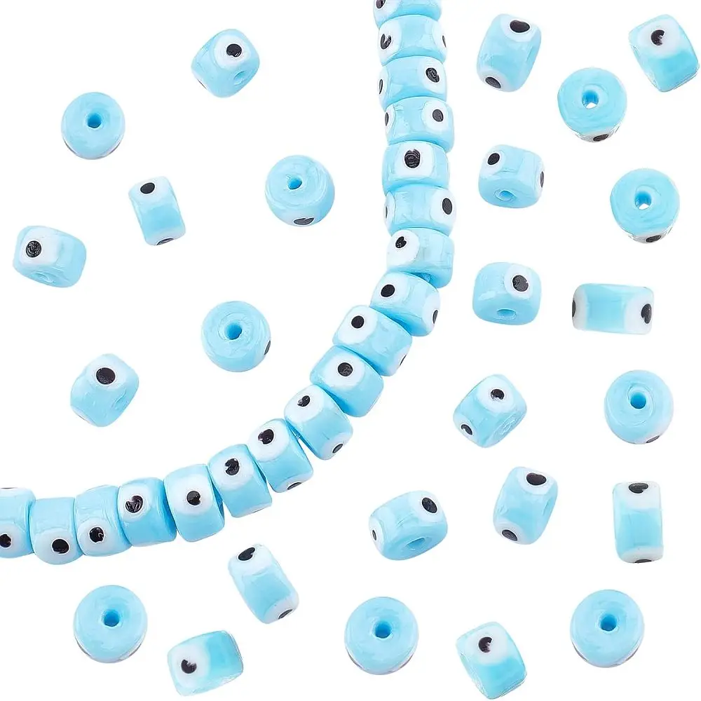 52 Pcs Column Beads Handmade Lampwork Beads Spacer Charms Turkish Loose Beads for Bracelet Earring Necklace DIY Jewelry Making