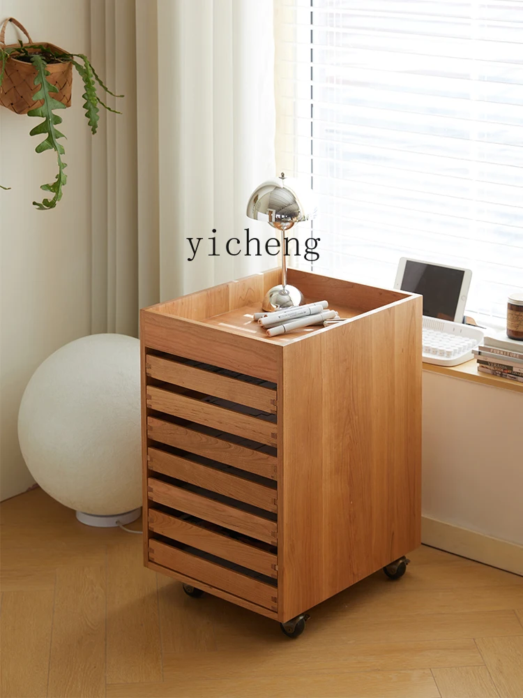 Xl File Cabinet Nordic and Japanese Style Middle Ancient Study Office Movable Chest of Drawer