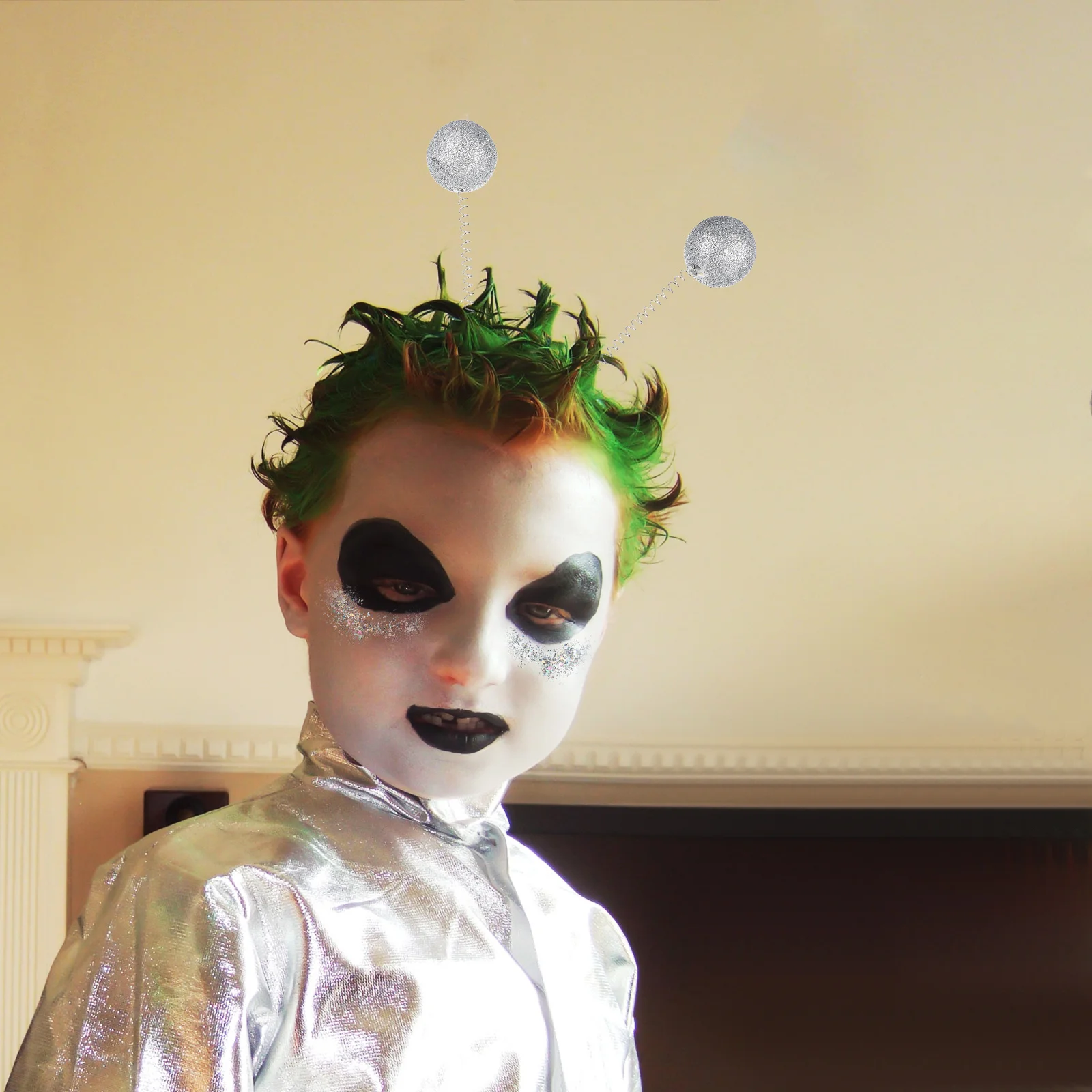 

Silver Headband Antenna Space Hair Accessory For Women Party Cosplay Costume Carnival Dress Up Headdress