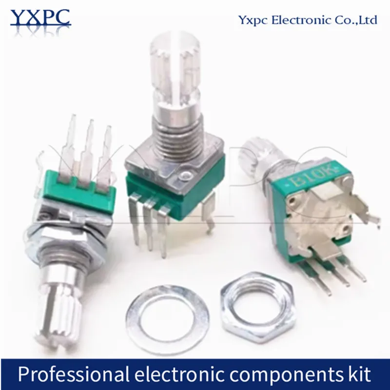 5PCS RK097 R097 Vertical Precision Potentiometer with Bracket 15mm Handle No Gear 3 Feet A/B10K 2K 5K 50K 100K 250K 1M