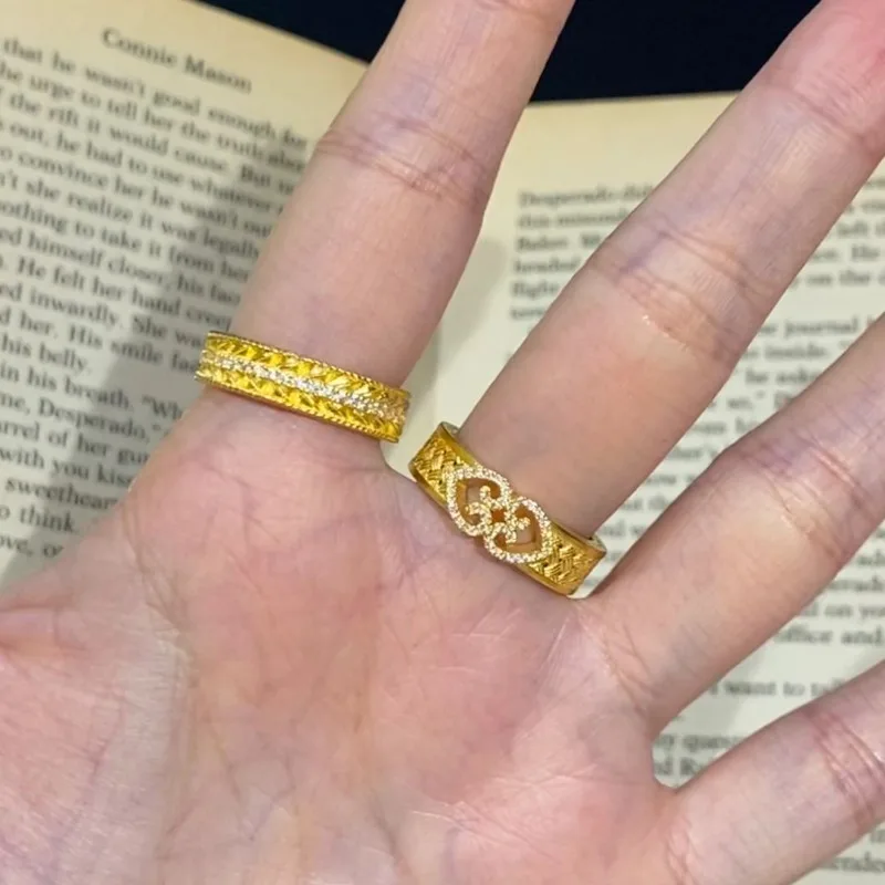 Xiaohongshu شعبية الذهب نقطة الماس القمح الأذن زهرة الحرير خاتم المرأة القانون القديم ضوء الفاخرة النبيلة المتخصصة تصميم حلقة مفتوحة