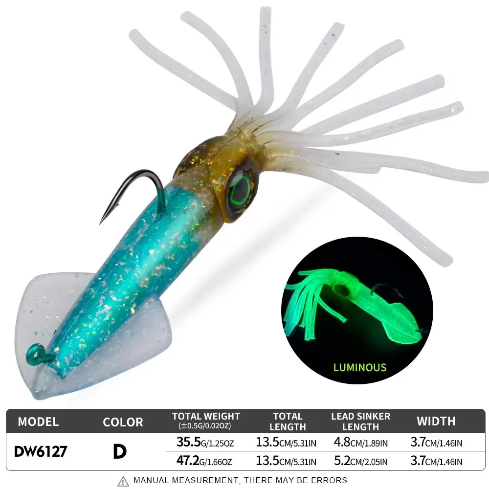 

13.5cm Length Soft Lure Squid Skirts 35.5g Weight PVC Material Artificial Bait Soft Texture Octopus Shape Trolling Bait