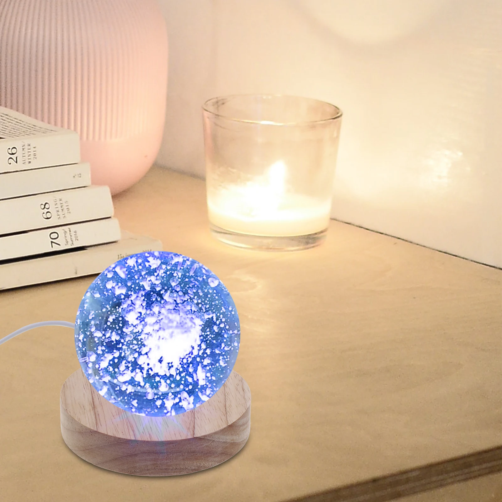 

LED Base Stand Light Decor Glass Crystal Ball Base Holder Display Round Crystal Ball Stand Lamp Premium Durable