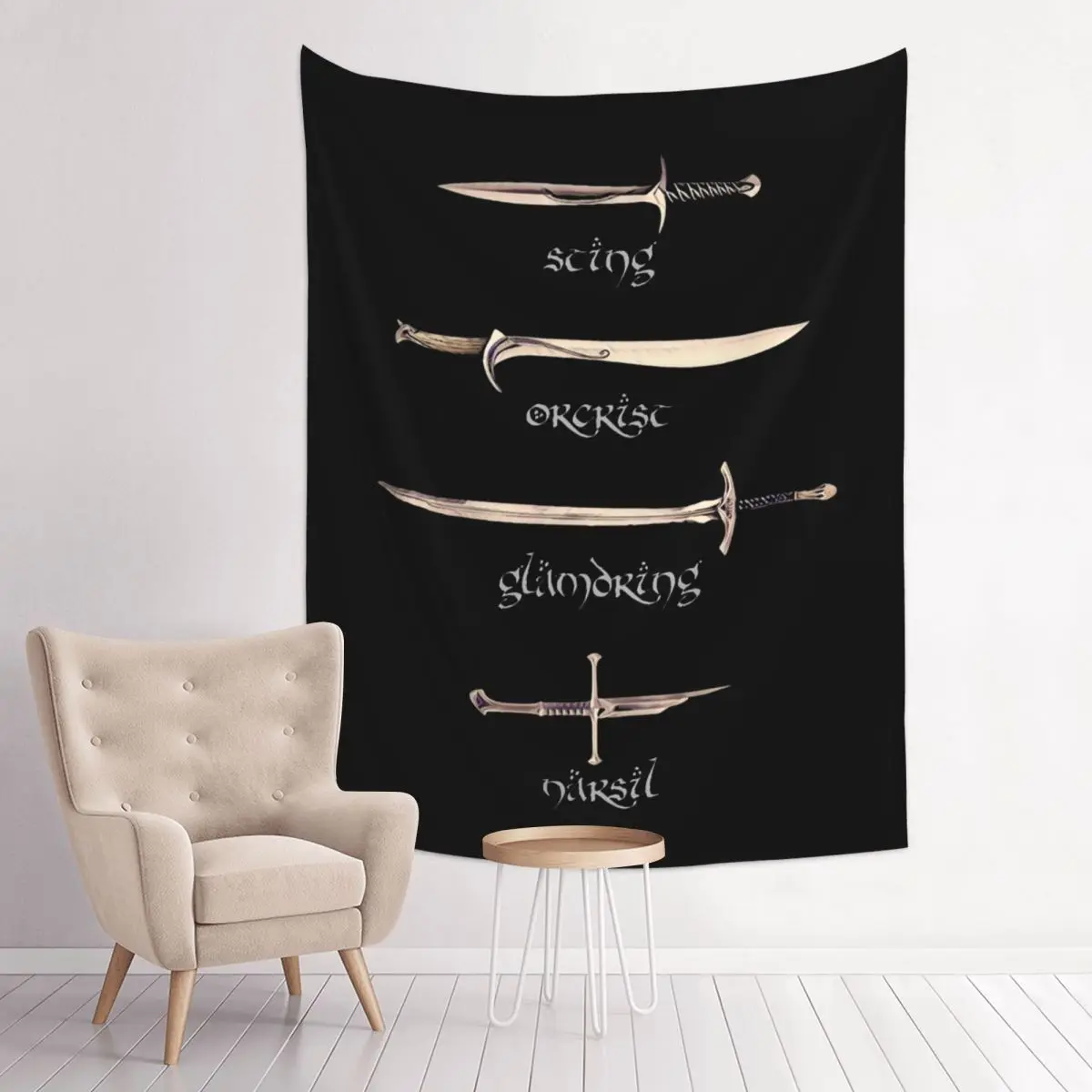 Schwerter Sting Orcrist Glamdring Narsil Wandteppich Wandbehang Wandteppich L-Lords Of The R-Rings Kunst Überwurf Teppich Decke Wanddekoration