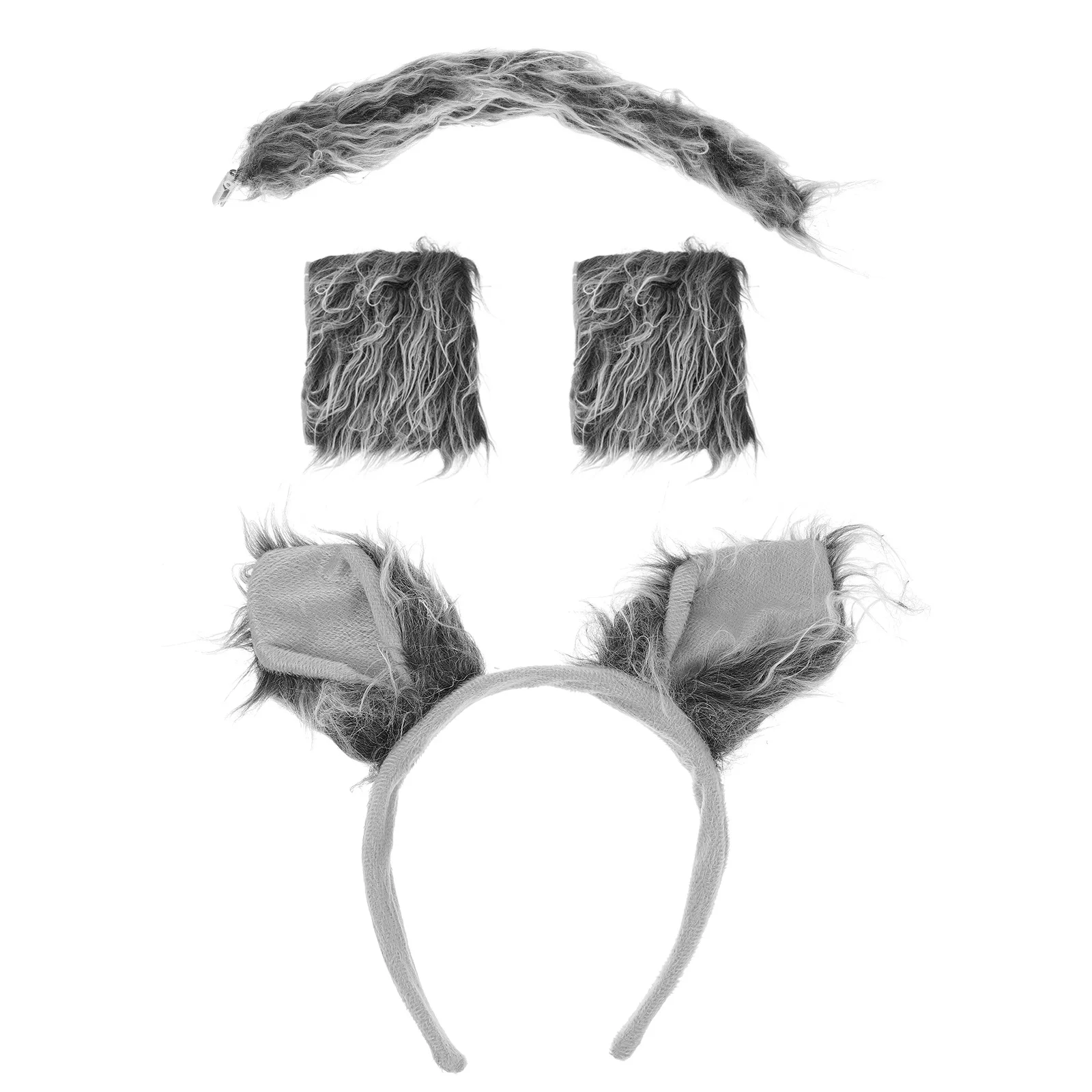 1 conjunto de acessórios para fantasia, bandana de orelha, luvas de cauda, decorações de festa, lobo, adereço para fantasia de festa