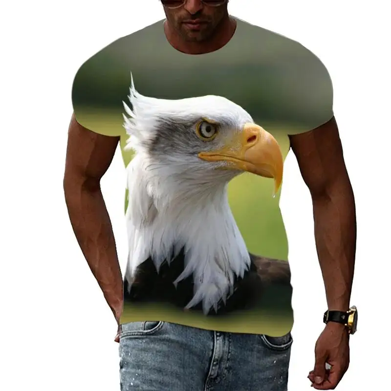 Summer Fashion Animal Birds Eagle graphic t shirts For Men 3D Print Hip Hop Harajuku Personality Round Neck Short Sleeve Top