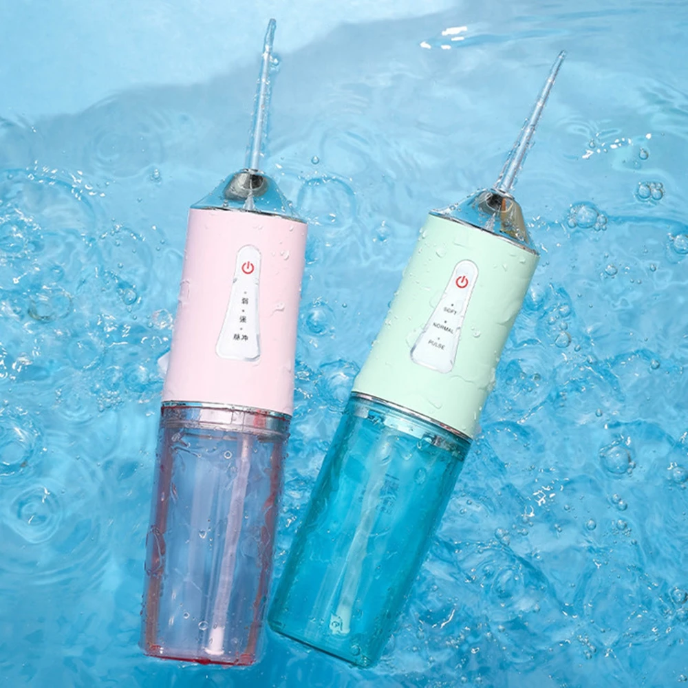 Oral Irrigator Portable Dental Water Flosser USB Rechargeable Water Jet Floss Tooth Pick 4 Jet Tip 220ml 3 Modes IPX7 1400rpm