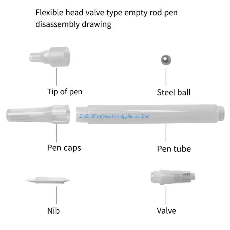 

6Pieces Empty Brush Pen Refillable Empty Marker Writing Smoothly For Tacher Student Artists Painting Writing Journaling
