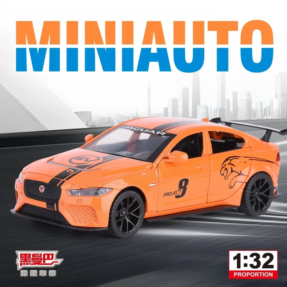 

1:32 Jaguar Simulation Alloy Classic Sports Car Sound and Light Pull Back Toys Gifts Diecast Alloy Car Model Collectible