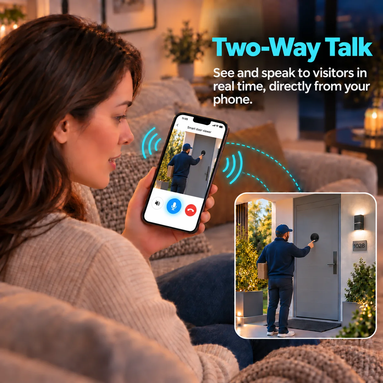 Smart WiFi Door Peephole Camera 3MP 2K with 4.3 Inch Display Tuya App PIR Motion Detection Night Vision and Two-Way Audio