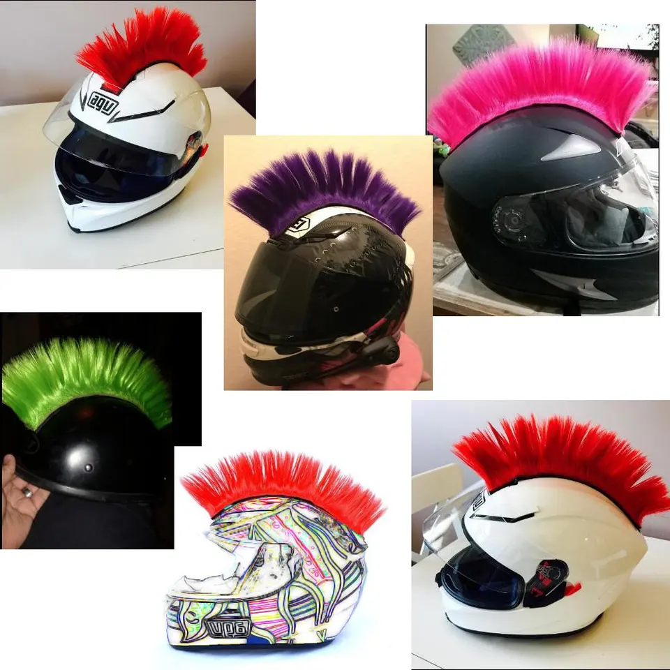 fiber optic motorcycle helmet mohawk - Pink And White This means you can simply chuck it in the washing machine if it gets dirty Stick On Hair Motorcycle Helmet