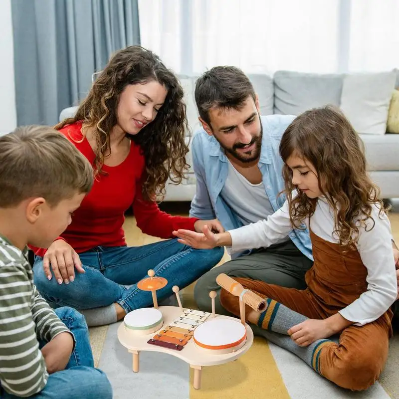 Instrumenty muzyczne dla maluchów zestaw zabawek drewnianych dla dzieci instrumenty kreatywne śmieszne zabawki edukacyjne dla dzieci w wieku przedszkolnym dla dziewczynki chłopcy w wieku 1-3 lat