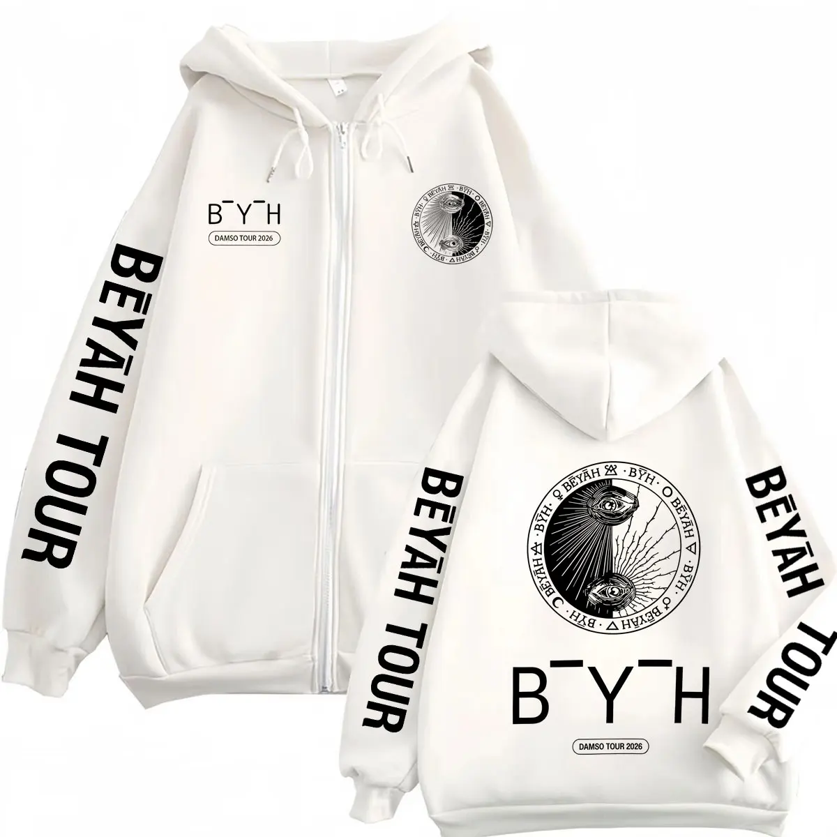 Rapper Damso Beyah Tour 2026 Merch Zipper Hoodie Men Women Hip-hop Sweatshirts Loose Casual Fashion Zip Up Jackets Streetwear