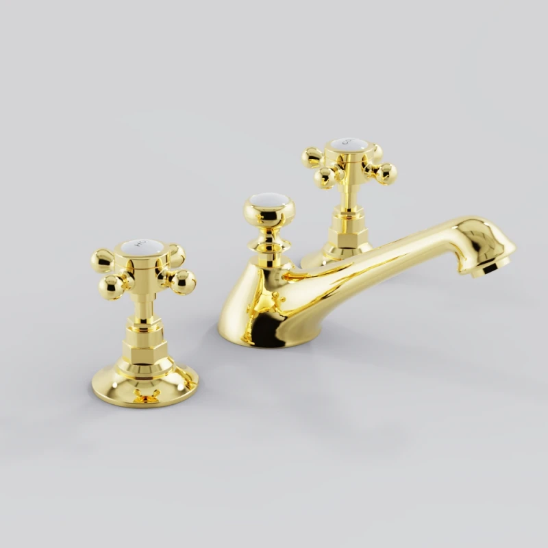 

Basin Faucet American Style Mixer Gold Hot & Cold Deck mounted Sink Faucets Chrome 8 Inch 3 hole Basin tap