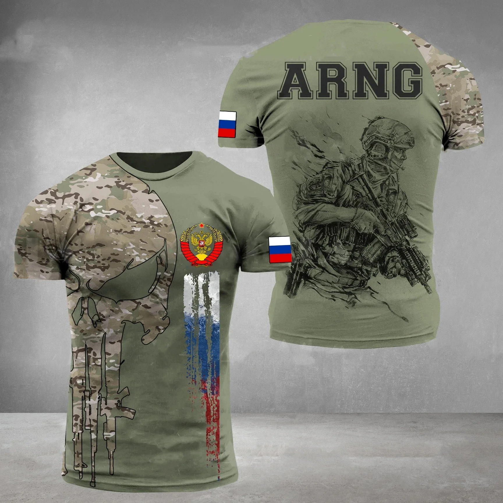 Russia Army Camouflage Men Ladies T Shirt Commando ARMY-VETERAN 3D Special Forces Short Sleeve Tactical Shirts Men\'s Clothing