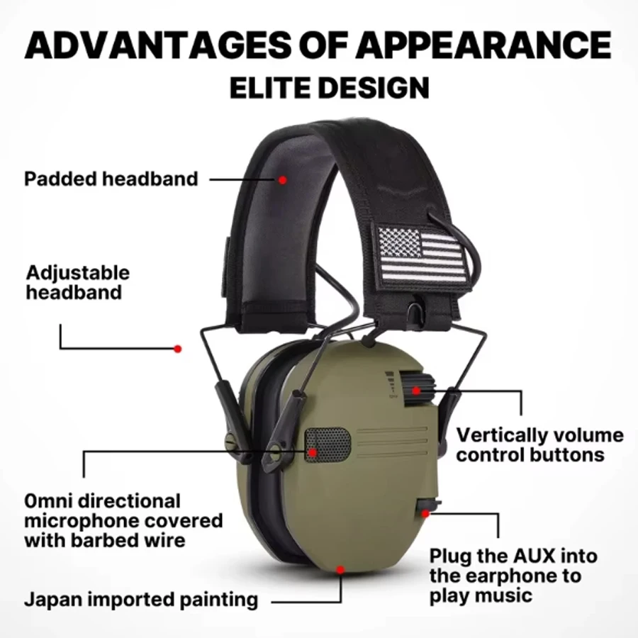 2024 Tactical Electronic Shooting Earmuff Anti-noise Headphone Sound Amplification Hearing Protection Headset Foldable Hot Sale