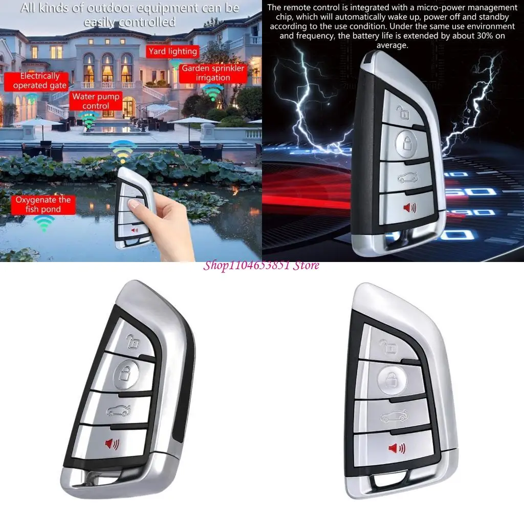 433Mhz Wireless Remote Remote Controller Duplicator Cloning Code Car Key for Garage Door 4 Channel Receiver Transmitter