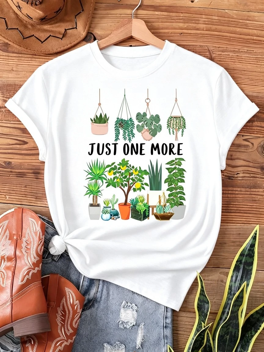 Graphic T Shirt Hanging Plants Print Botanical Garden Streetwear Top Creative Design Short Sleeve Everyday Outfit Fashion