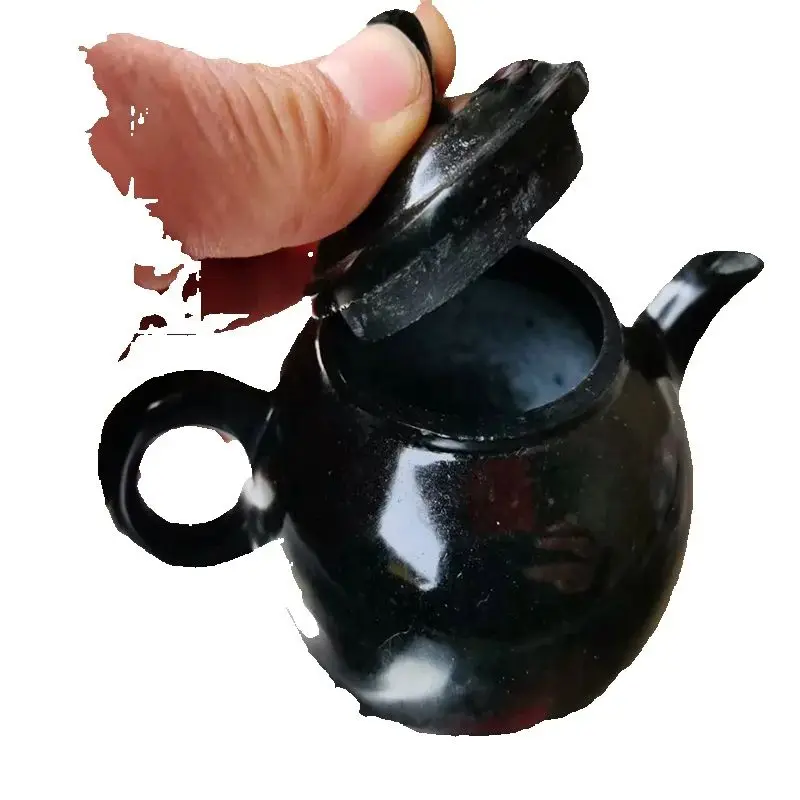 Hand-Carved Chinese Kung Fu Tea Glass 100% Natural Jade round Pot Wine Glass Can Use Teapot for Brewing Tea And Wine