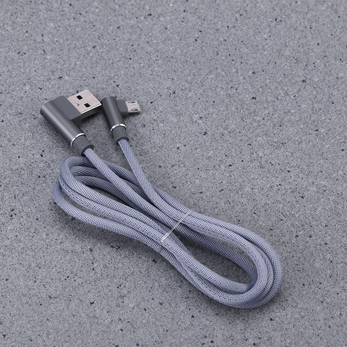 Cavo USB Micro Angolato a 90 Gradi 1M Intrecciato per Ricarica Rapida e Trasferimento Dati con Filo di Rame Rinforzato per Telefono Grigio