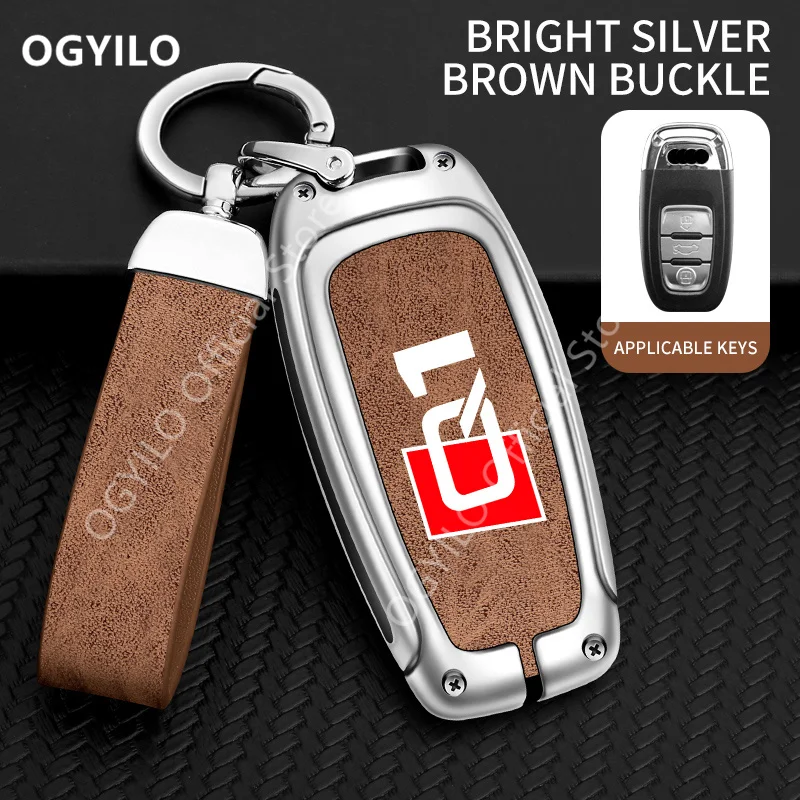 Zinc Alloy Leather Car Key Cover Case For Audi Q1 A style 3 buttons Car Key Cover A4 A6 A7 A8 Q3 Q5 Q6 Q7 Q8