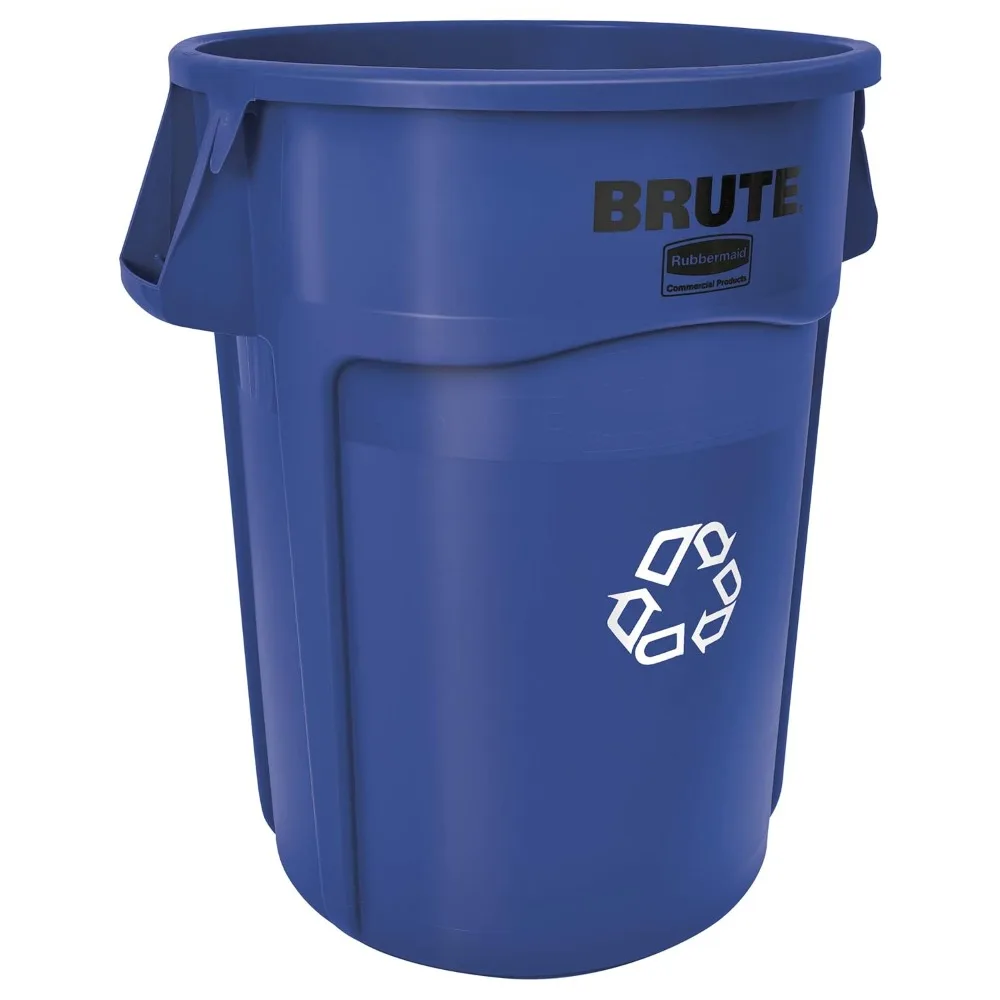 Rubbermaid Commercial Products BRUTE Heavy-Duty Round Trash/Garbage Can, 44-Gallon, Blue, Wastebasket for Home