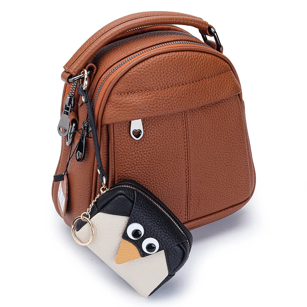 Genuine Leather Penguin Zipper Small Zero Wallet Newest Women Cute Storage Lipstick Keys Change Pouch Coin Purses for Girls