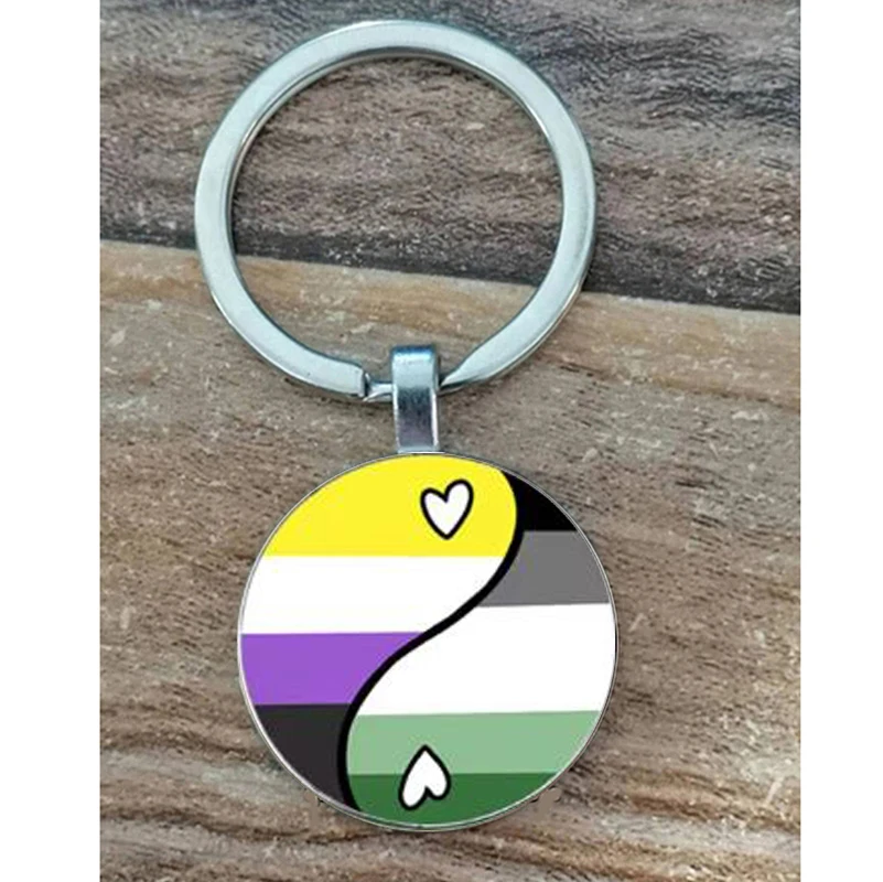 Keychain Glass Patch Keychain Car Keychain Non binary Asexual Ace