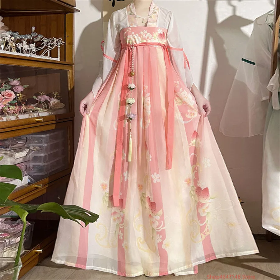 Chinese stijl traditionele Hanfu-jurk set Tang-dynastie lange jurk volksdans kostuum fee cosplay oude prinses podiumoutfit