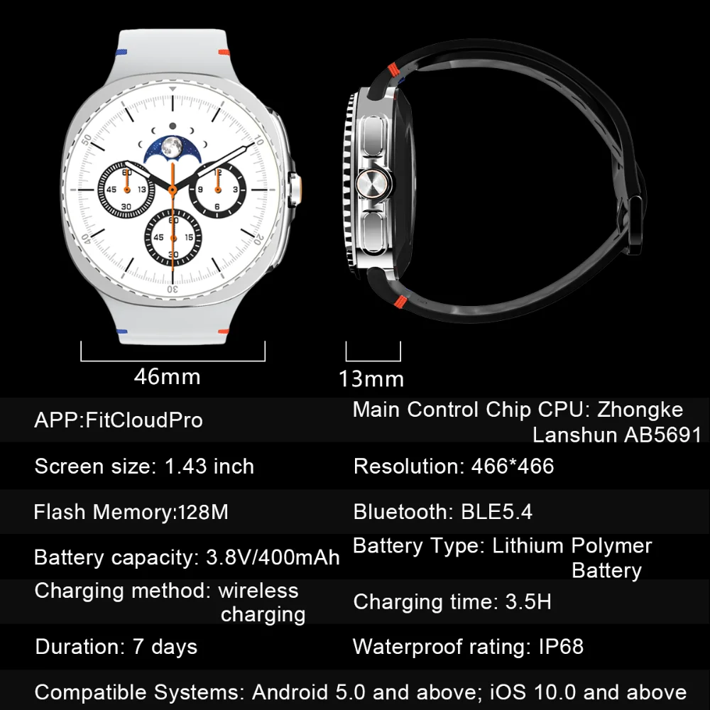 Amoled شاشة في الهواء الطلق Smartwatch الرجال معدل ضربات القلب مقاوم للماء متعدد الرياضة اللياقة البدنية بلوتوث دعوة الساعات الذكية النساء تتبع GPS