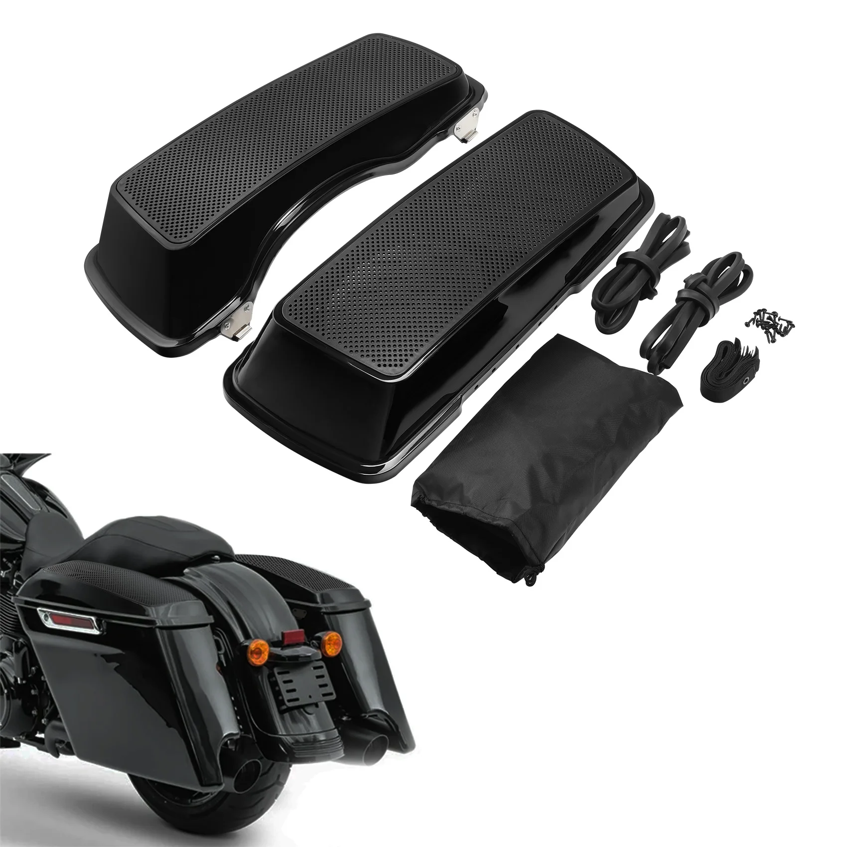 Motocykl 6 "x 9" Saddlebag z dwoma pokrywami głośników z grillem dla Harley Touring Road King przemieszczanie się po ulicy 1993-2013 2010 2011