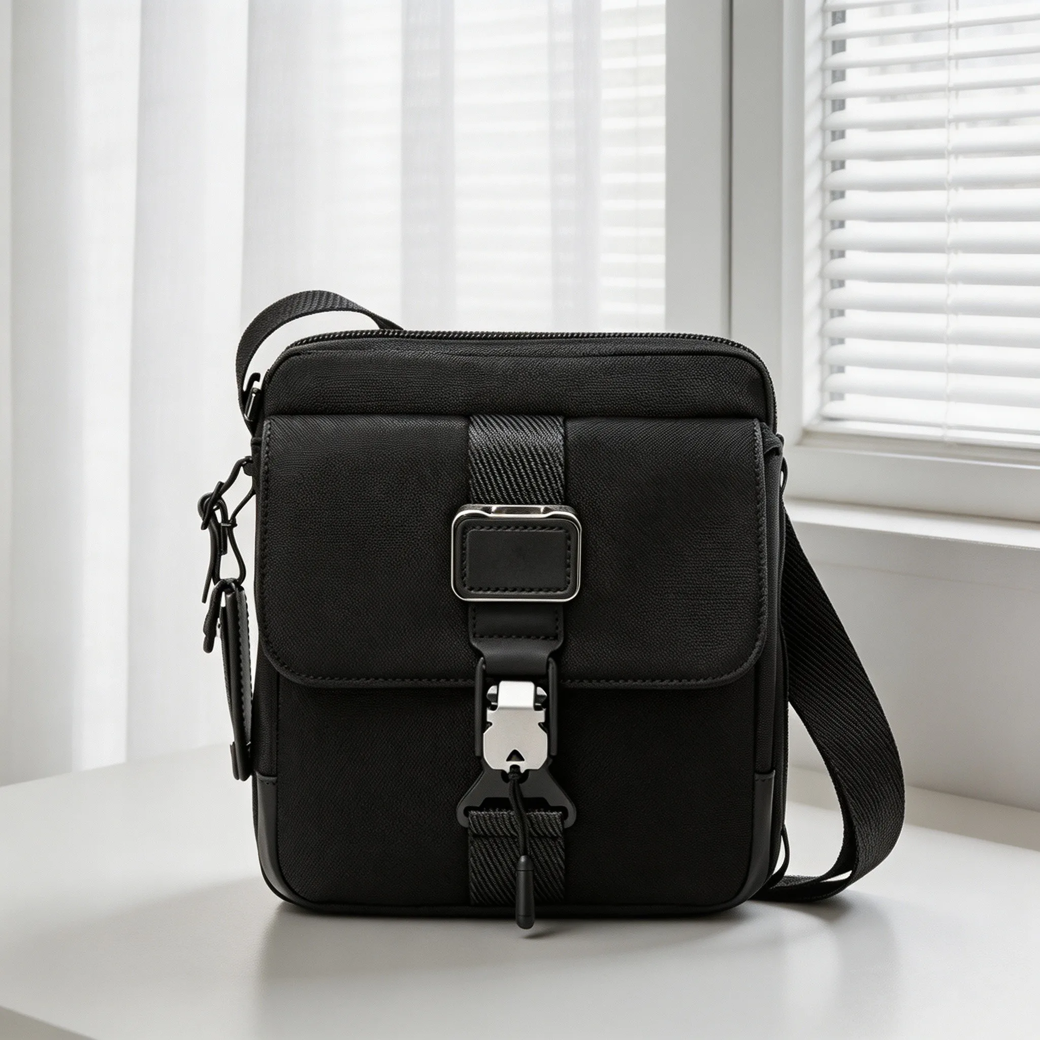 Men Ballistic Nylon Crossbody Bag, Stylish Lightweight Small Square Casual Shoulder Bag