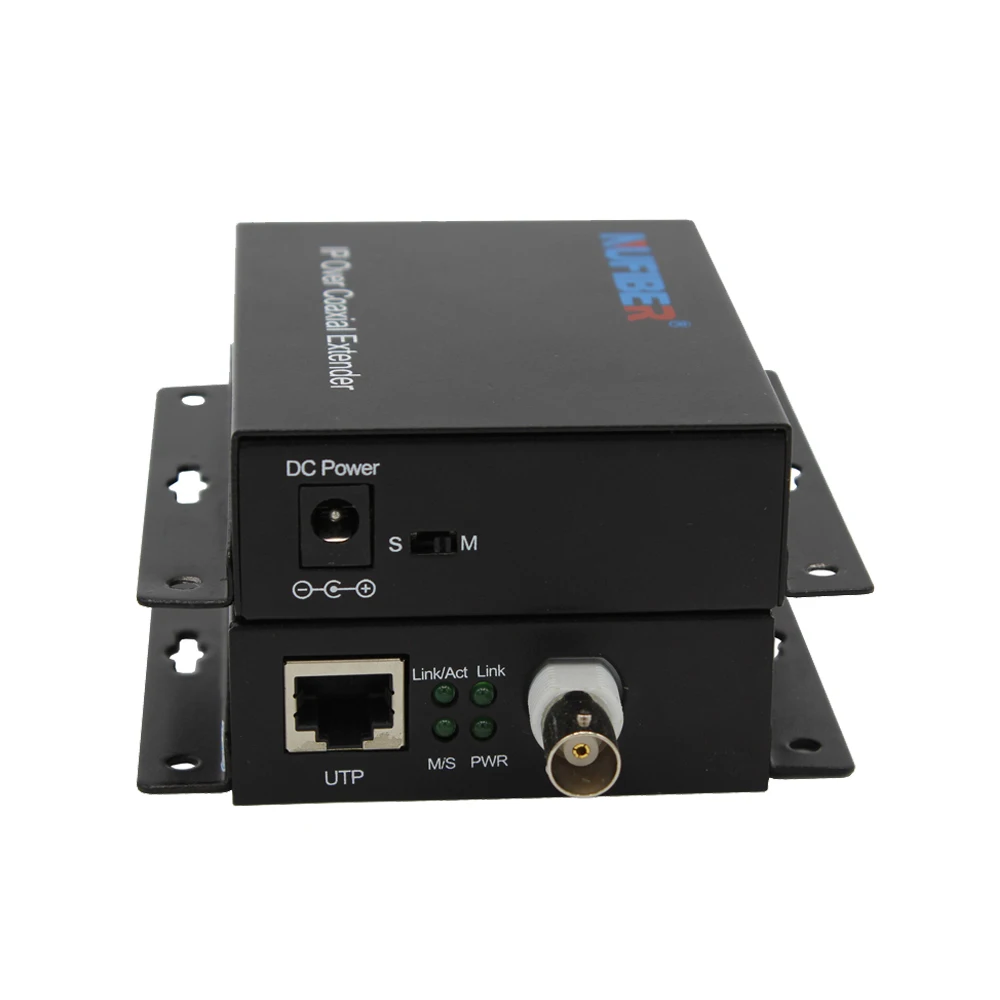 CCTV Network Extender UTP Coaxial Converter with 10/100Mbps IP RJ45 to BNC Ports DC12V Power Adapter Supply