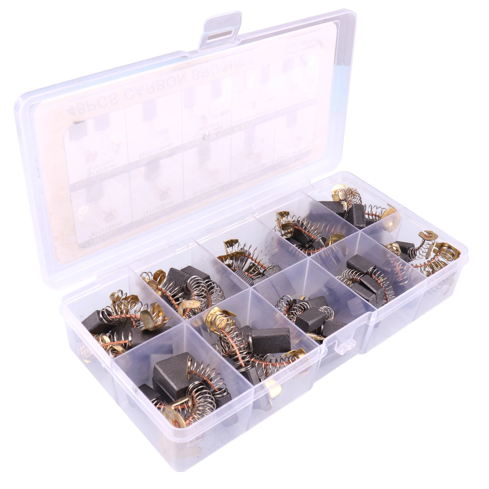 48Pcs Electric Motor Carbon Brushes 10 Different Sizes for Replacement Repair Power Tool Part