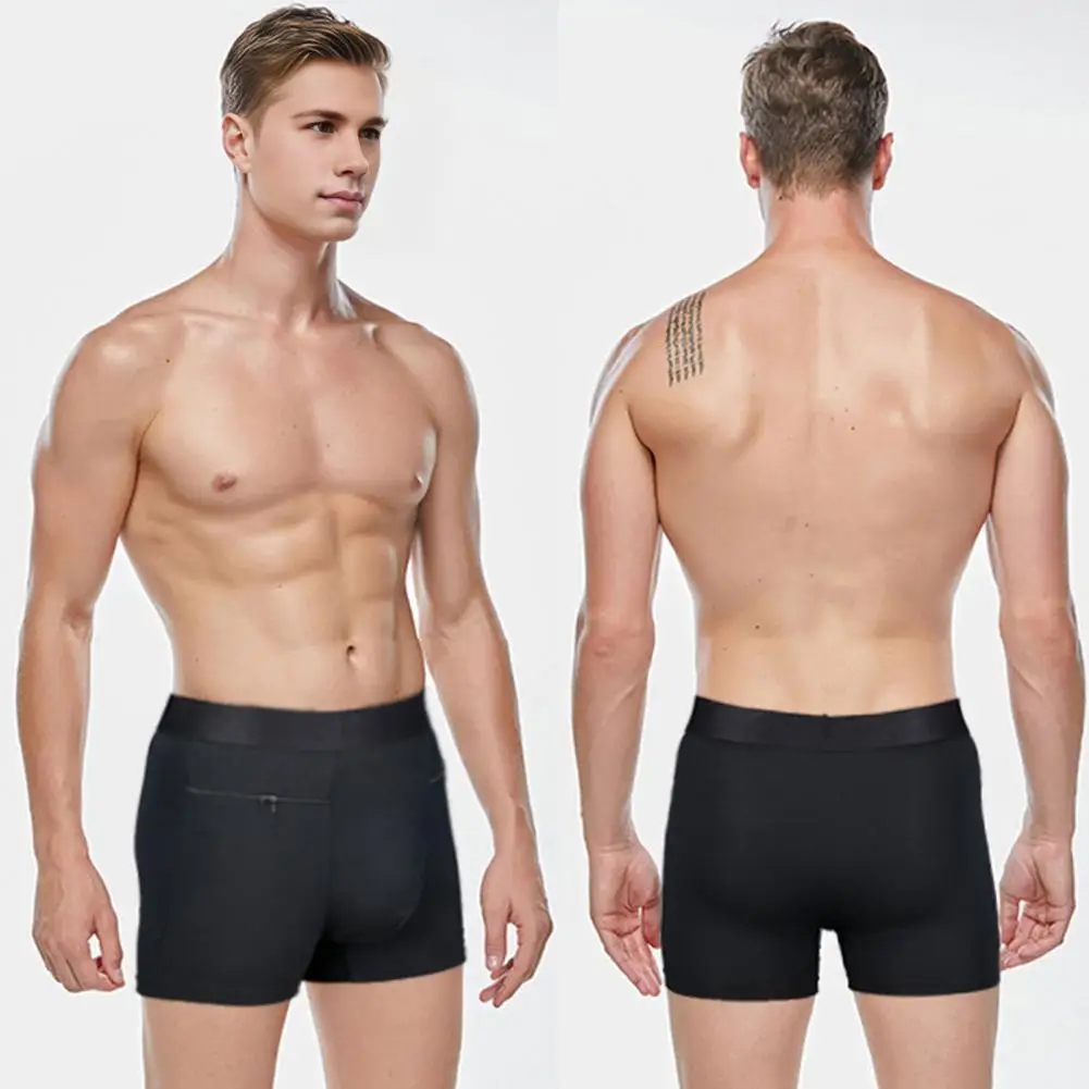 ReLabels-Boxer taille haute pour homme avec double poches et fermeture éclair, sous-vêtement confortable, design U-convexe